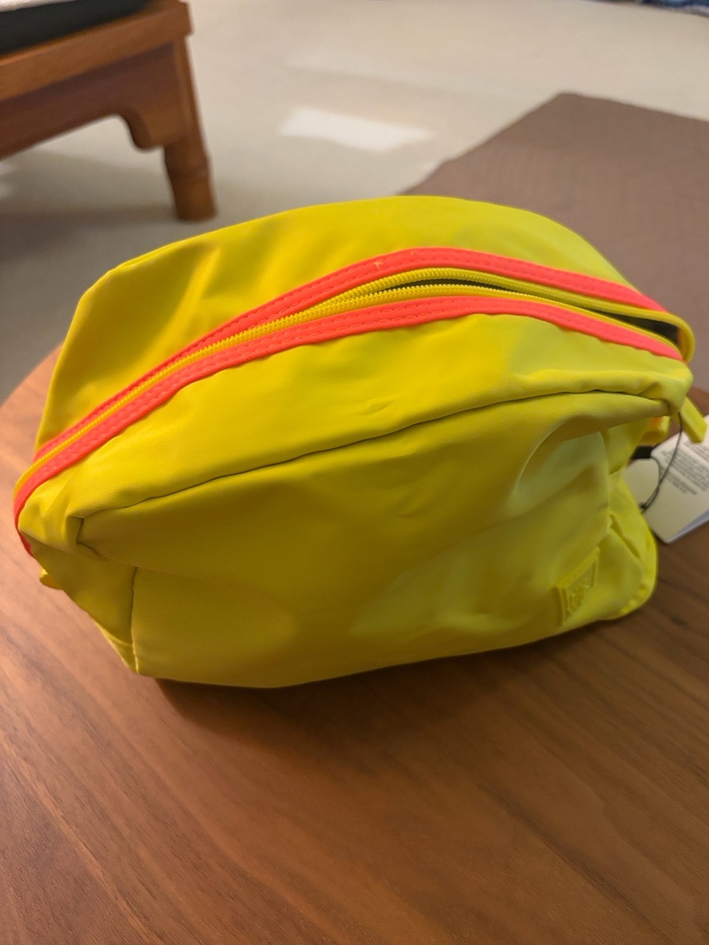 IHKWIP Neon Yellow Cosmetic Bag with Pink Zip